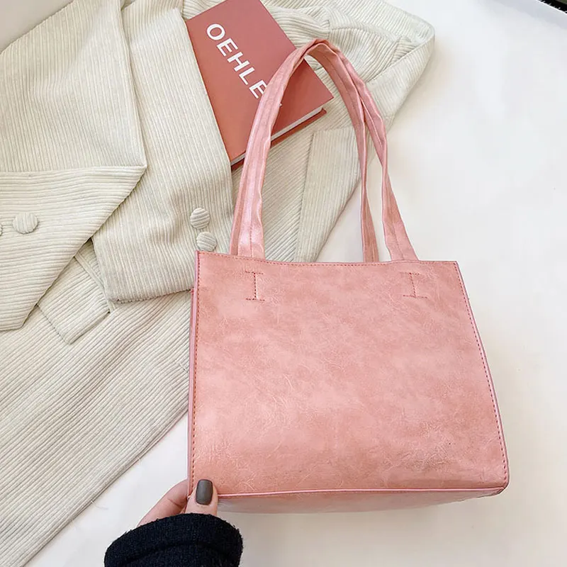 

Retro Casual Handbags For Women Designer Pu Leather Small Shoulder Bag Female Crossbody Bag Winter Square Simple Tote Bag
