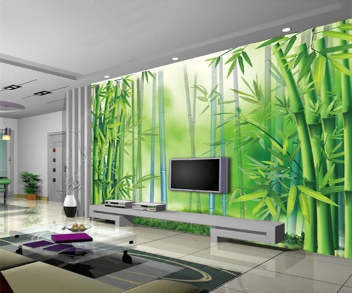 

Southeast Asia beautiful bamboo forest TV background wall decoration mural tea room custom tooling wallpaper wall covering