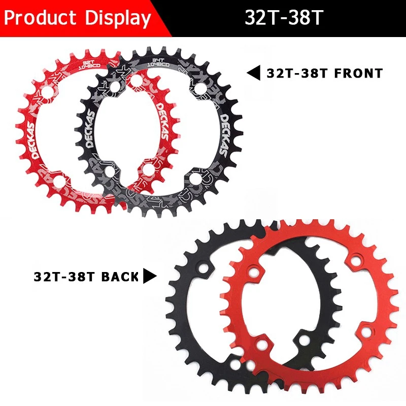 Deckas 104BCD Oval Narrow Wide Chainring MTB Mountain Bicycle 32T 34T 36T 38T Crown Crankset Single Tooth Plate Parts 104 BCD