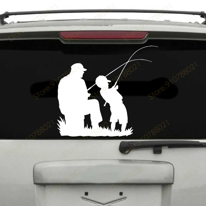 

Father and Son Fishing Vinyl Decal Fisherman Fish Car Window Sticker Removable Home Decor Room Fishing Club Mural Wallpaper S516