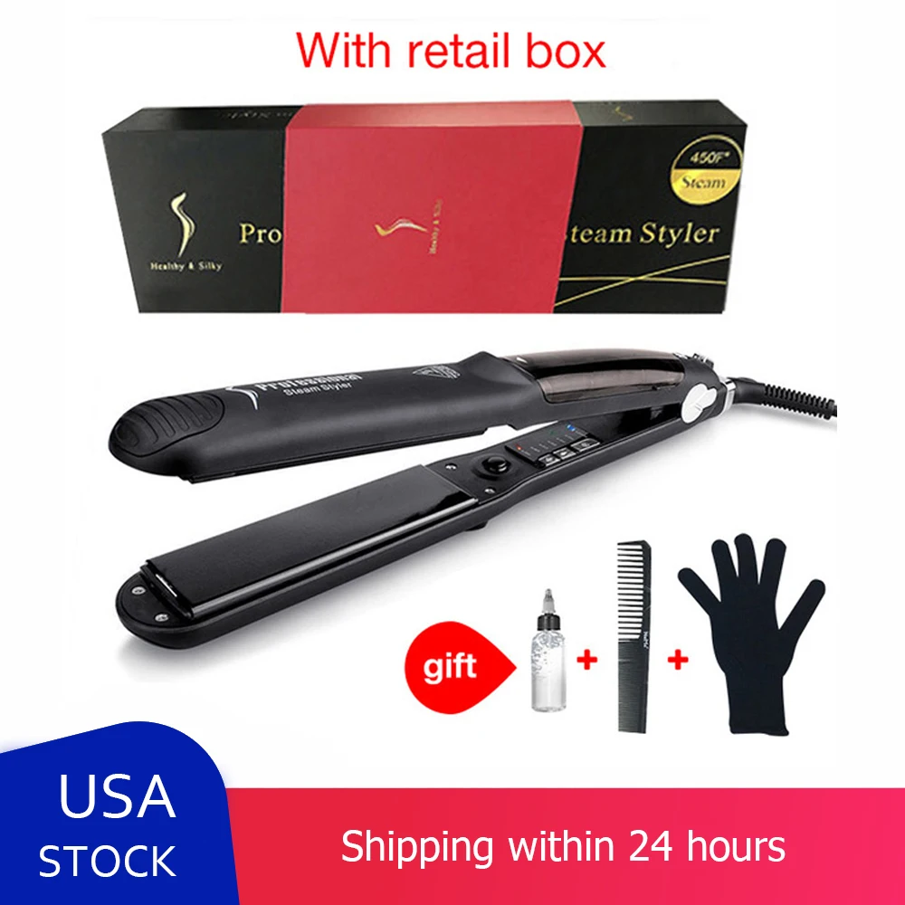 Hair Steam Straightener Ceramic Steam Flat Iron Vapor Plate Wet/Dry Hair Iron Steamer Styling Tool Hair Styling Accessories