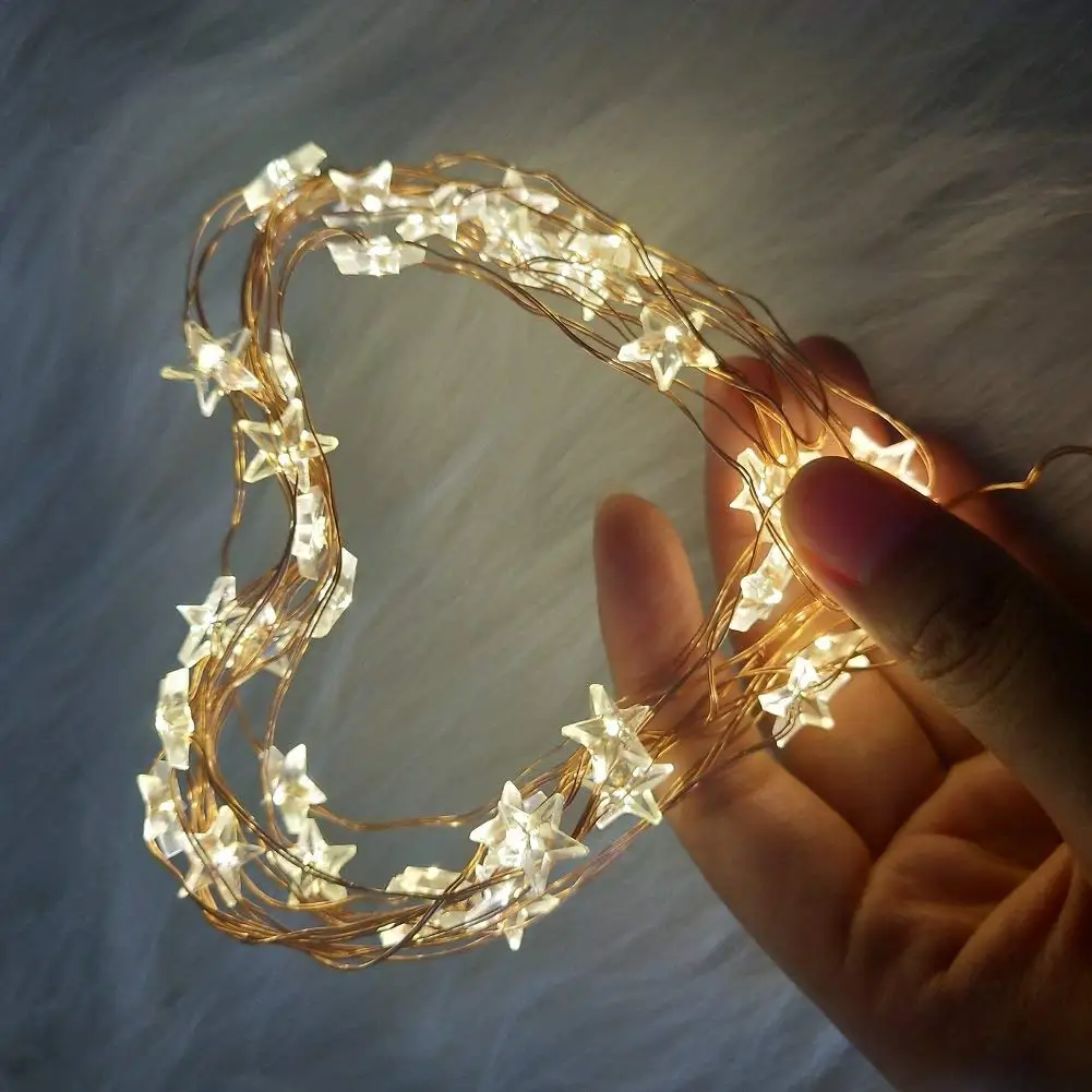 2M 3M LED Copper Wire Star string lights AA Battery Powered LED Starry Fairy lights for Christmas wedding party decoration