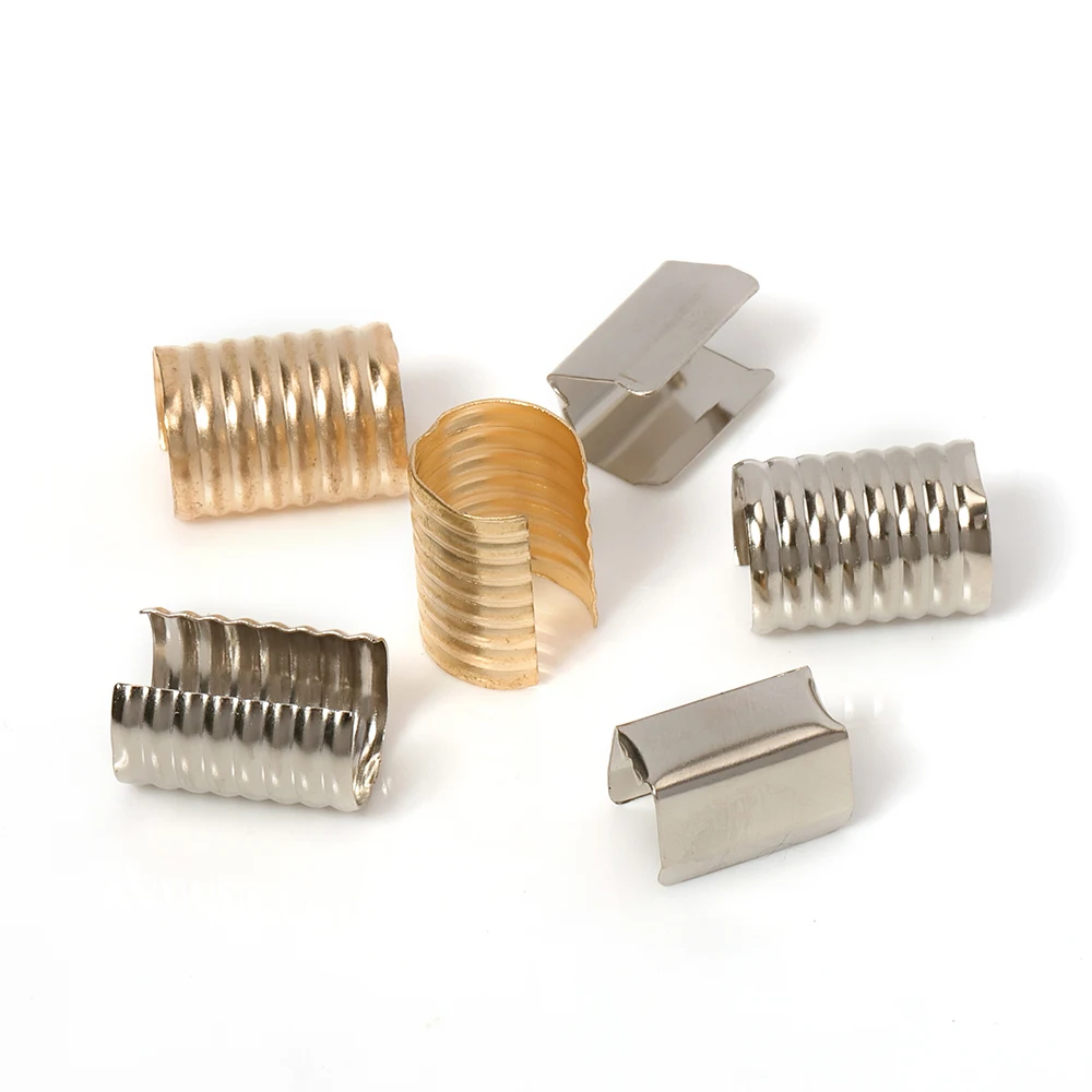 100 pièces 8x13mm cordon en cuir attache sertissage plat pliable chaîne corde pince accessoires pour bricolage fait main fabrication de bijoux résultats