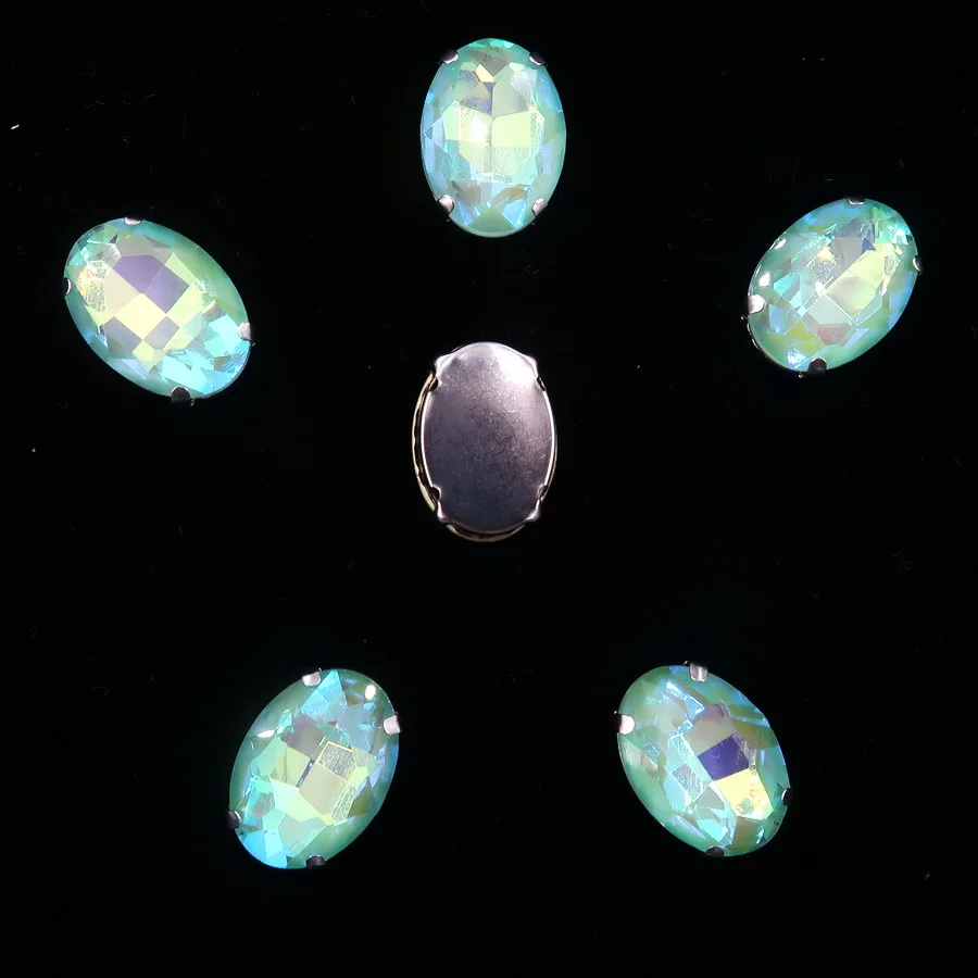 Ovale Silber-Krallenfassungen, 20 Stück/Packung, 10x14mm, 13*18mm, Jelly Candy AB Farben, Glaskristall, zum Aufnähen, Strass-Applikation, DIY-Besatz – Detail 11
