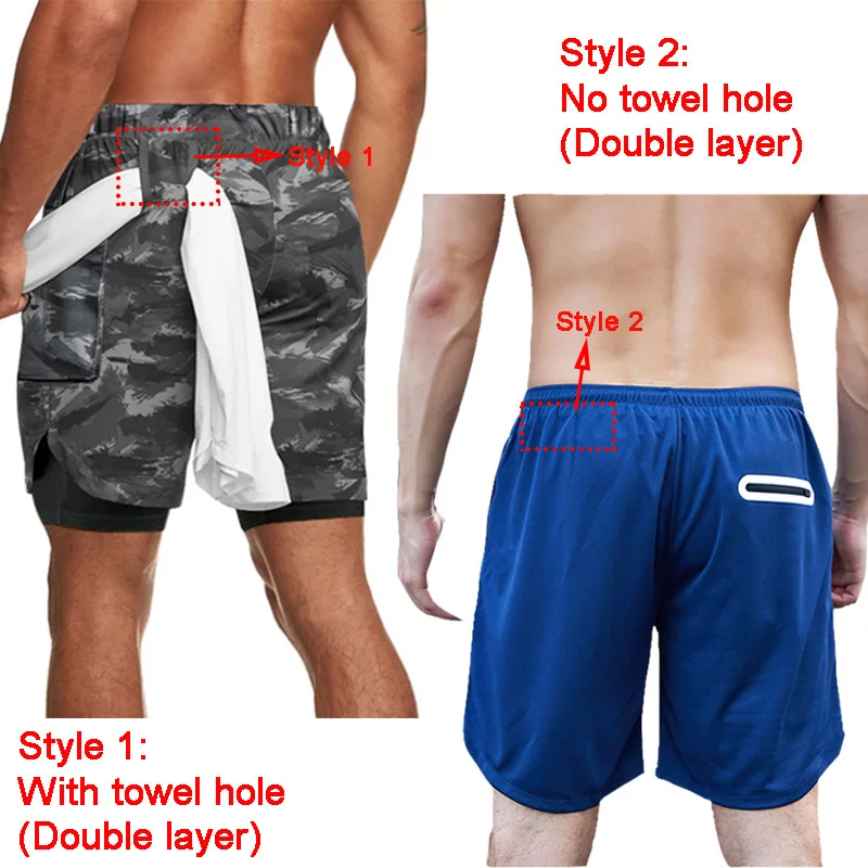 2021 Summer Running Shorts Men 2 In 1 Double-deck Quick Dry GYM Sport Shorts Fitness Jogging Workout Shorts Men's Sports Short