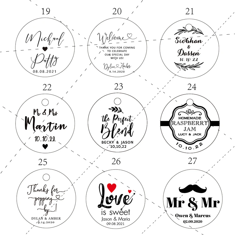 Y2-200pcs 35mm diameter round Custom wedding labels, Personalised thank you tags Custom monogram wedding envelope initial seals