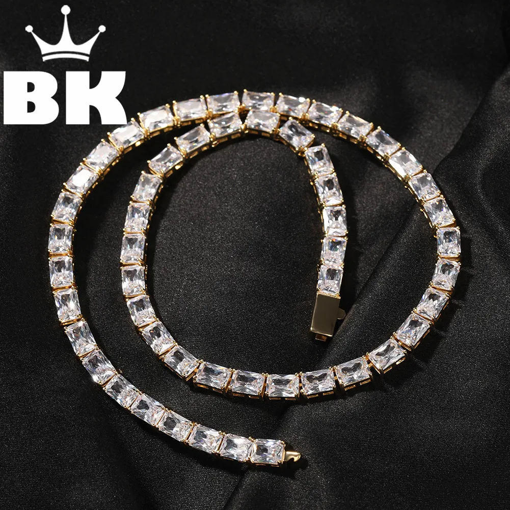 

Hip Hop 6mm Square Cubic Zirconia Tennis Iced Out Mens Bling Bling Stone Tennis Necklace 18inch 20inch24inch