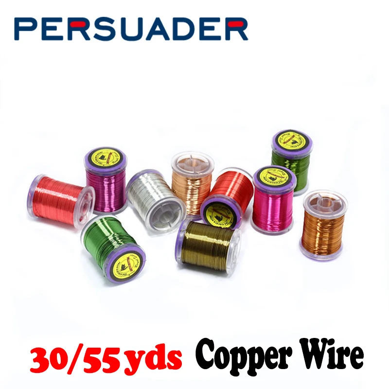 PERSUADER well fine spooled 0.2mm/0.3mm copper wire fly tying metal threads for midge larvae nymph segmented bait body ribbing