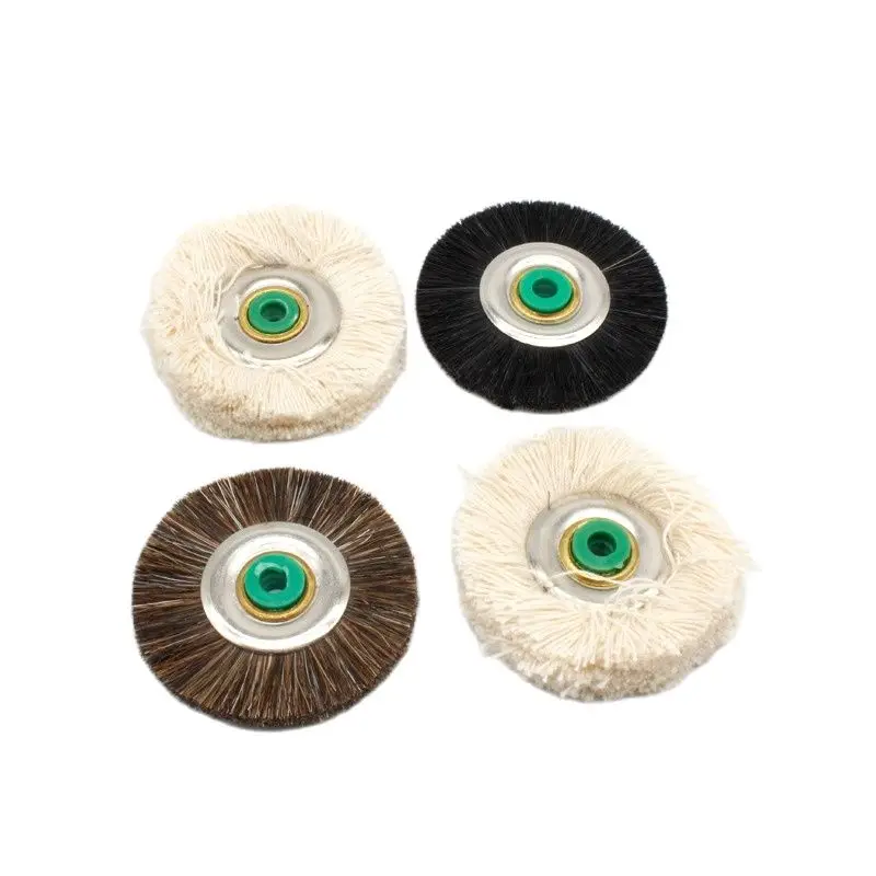 10pcs 48mm Iron Hub Jewelry Polishing Brush Pig Hair Horse Hair Cotton Buffing Wheel  Handmade Jeweler Tools Diy Craft