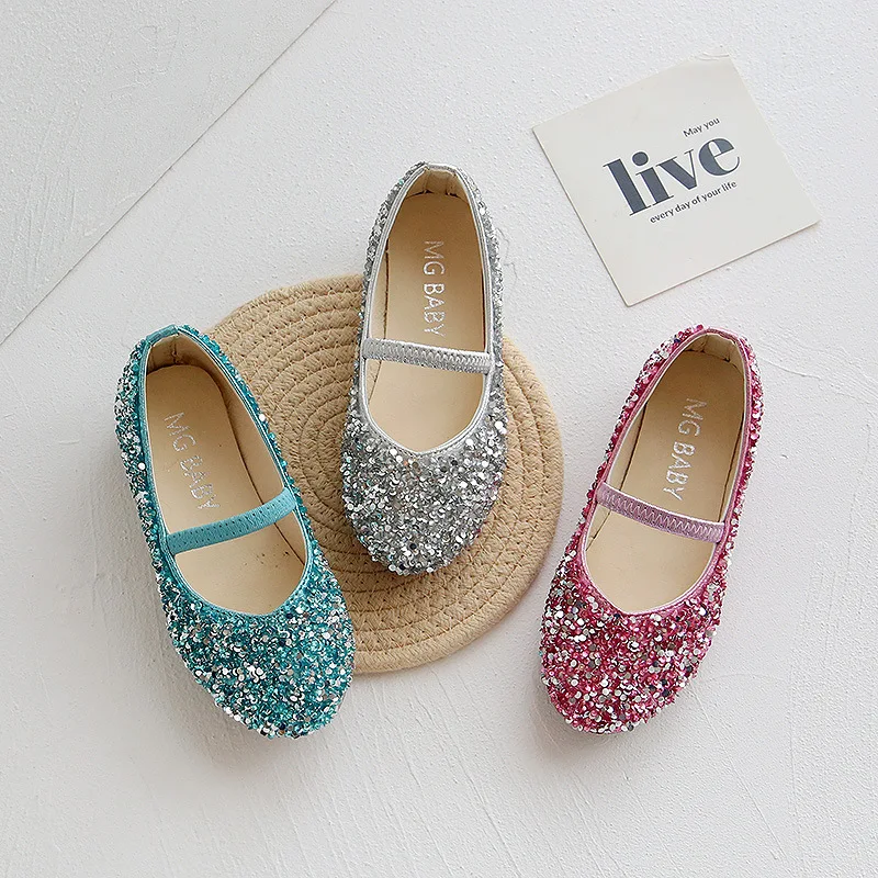 2022 Early Autumn Children Flats For Girls Toddlers Flats Shoes Sequins Mary Janes Light Weight Flats Shoes For Students Casual