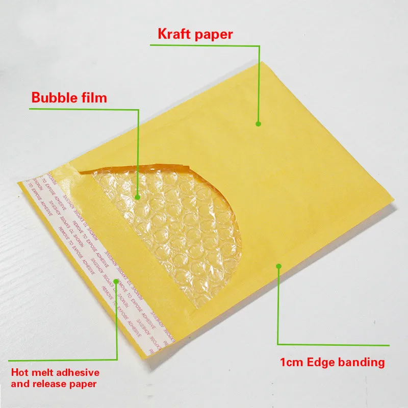 50PCS/lot 16X22cm Kraft Paper Bubble Envelopes Bags Mailers Padded Shipping Envelope With Bubble Mailing Bag Business Supplies