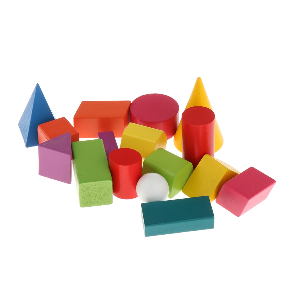 16pcs 3D Shapes Geometry Game Montessori Toys Kids Educational Supplies Children Learning Props