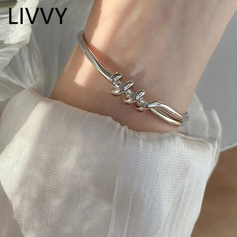 LIVVY Minimalist Cross Winding Bracelet Female Cute Temperament Fashion Simple Open Girlfriend Birthday Gifts