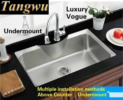 Free shipping kitchen sink 0.8 mm thick food grade 304 stainless steel standard single slot vogue durable hot sell 790x490 MM