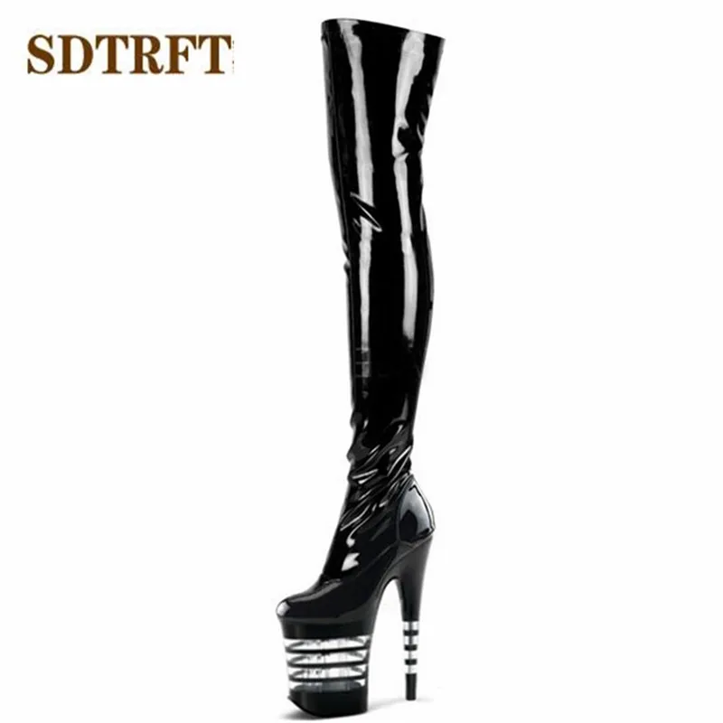 SDTRFT Spring Autumn Fashion botas mujer 20cm thin high heels Over The Knee Motorcycle boots Round Toe shoes Woman wedding pumps