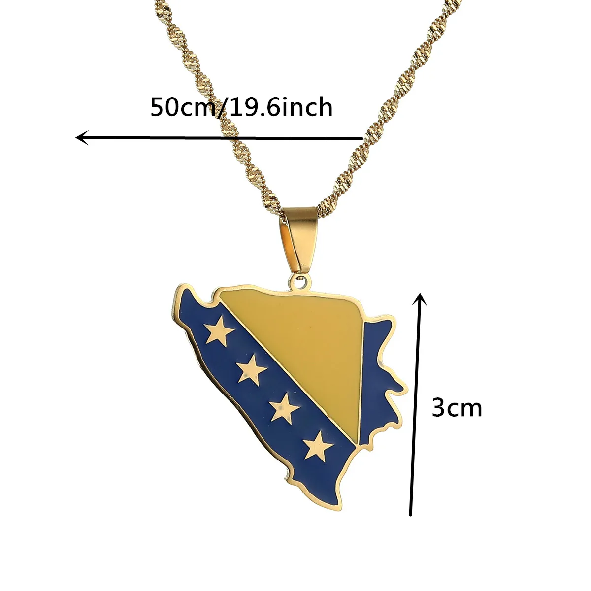 Stainless Steel Bosnia and Herzegovina Map Pendant Necklaces for Women Bosna Hercegovina Maps Jewelry