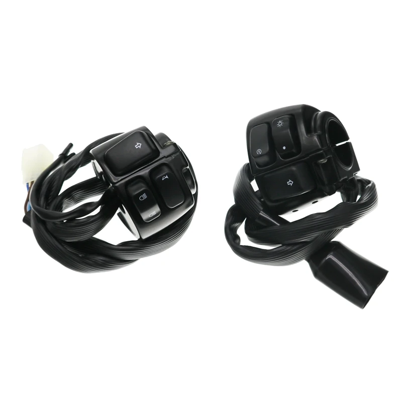 MoFlyeer 25mm Aluminum Motorcycle Handlebar Control Switches Kill Start Turn Signal Switch Button With Wiring Harness