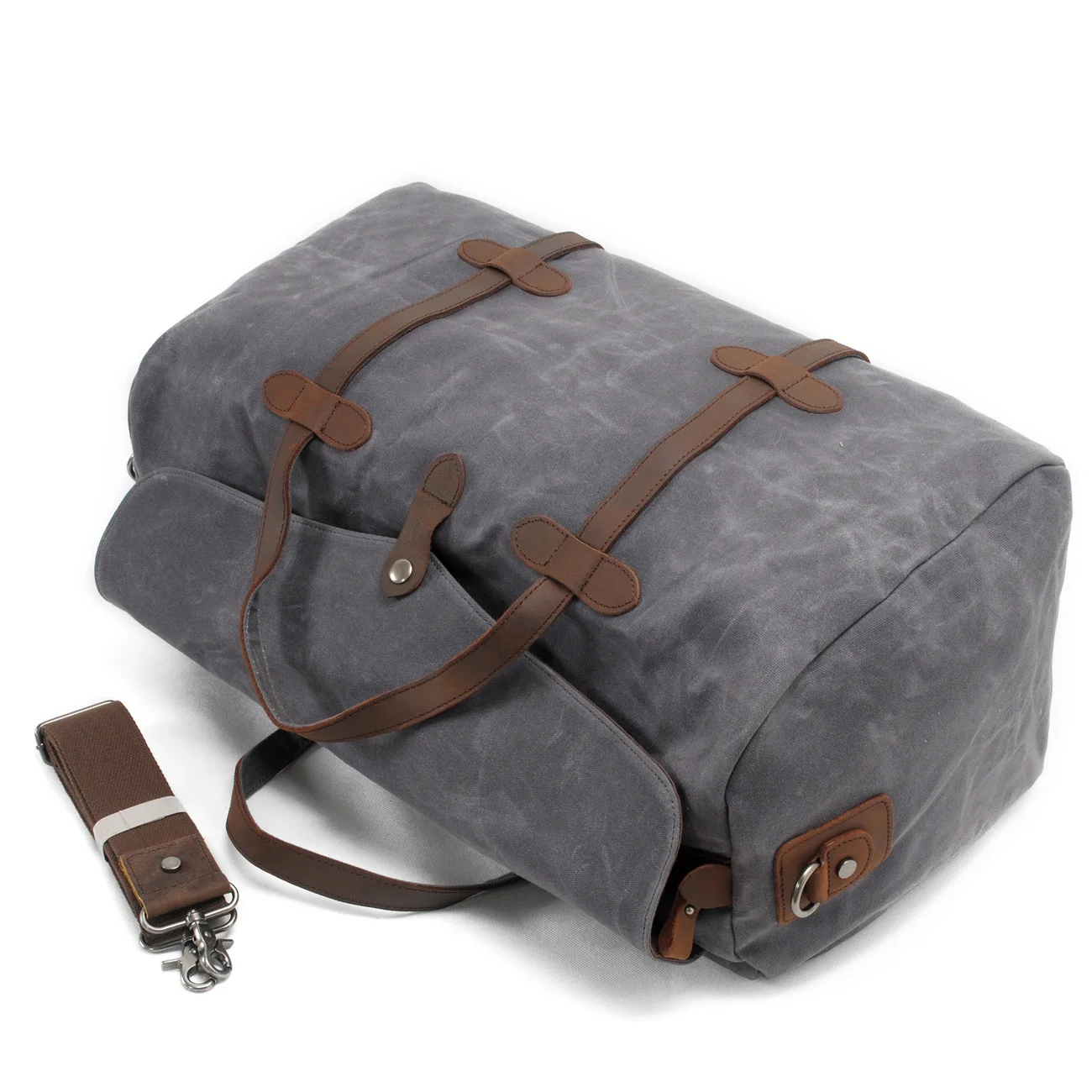 Imagem -03 - Muchuan Bolsa de Lona de Algodão Puro Vintage Bolsa Duffle de Couro com Grande Capacidade para Viagem Bolsa de Bagagem para o Fim de Semana para Homens