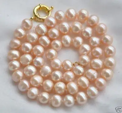 

New 8-9mm Natural Pink Freshwater Pearl Necklace 32"