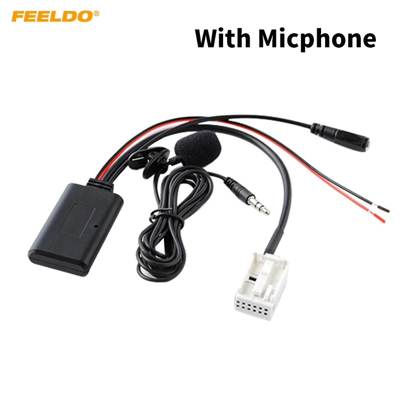 

FEELDO Car Wireless Bluetooth Module Aux Audio Cable Music Adapter With Micphone For Audi A2 A3 A4 TT AUX Cable #HQ3340