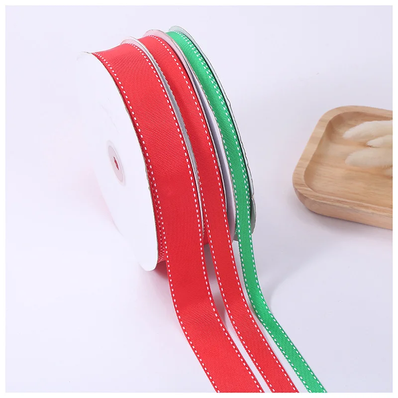 Grosgrain Ribbon Stitch Polyester Ribbons Dotted Line Red Gift Wrapping Tapes Sewing Accessories 3/8 