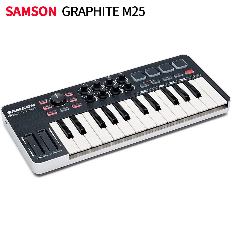 Samson GRAPHITE M25 Mini USB MIDI Controller 25 Keys for ipad Keyboard portable for Arranger performances