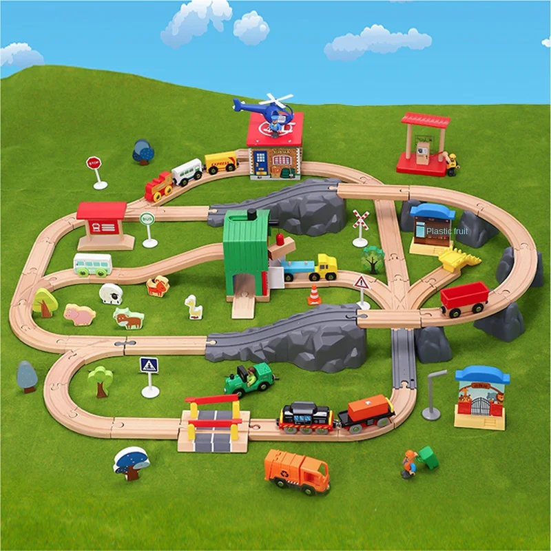 Farm Transport Track Set Train Track and Car Train Electric Car Children\'s Puzzle Toys Gift Compatible with Wooden 1:64 Pd09