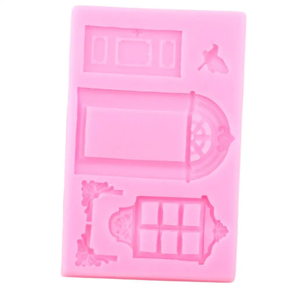 Window Door Cake Border Silicone Molds DIY Birds Wedding Fondant Cake Decorating Tools Candy Clay Chocolate Gumpaste Mould