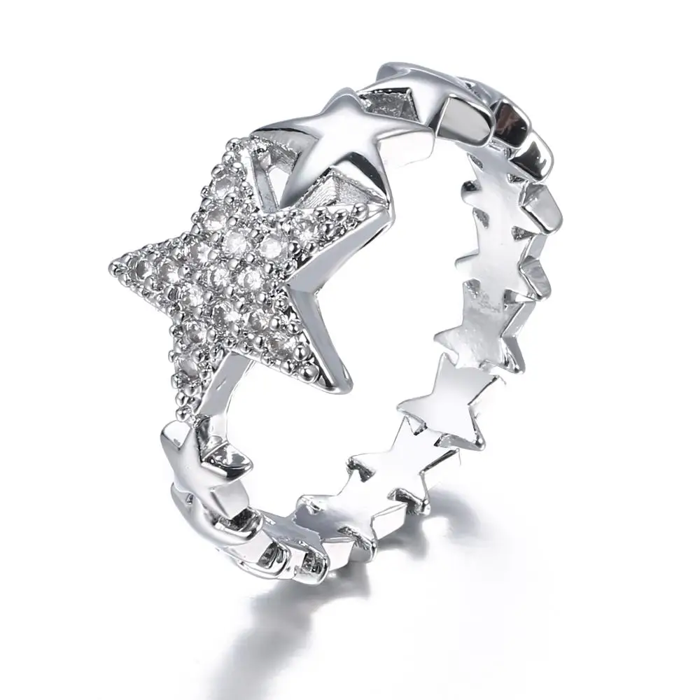 Bettyue New Personality Star Appearance Round Ring Three Color With Tiny Zirconia Fashion Jewelry For Female Shiny Gift