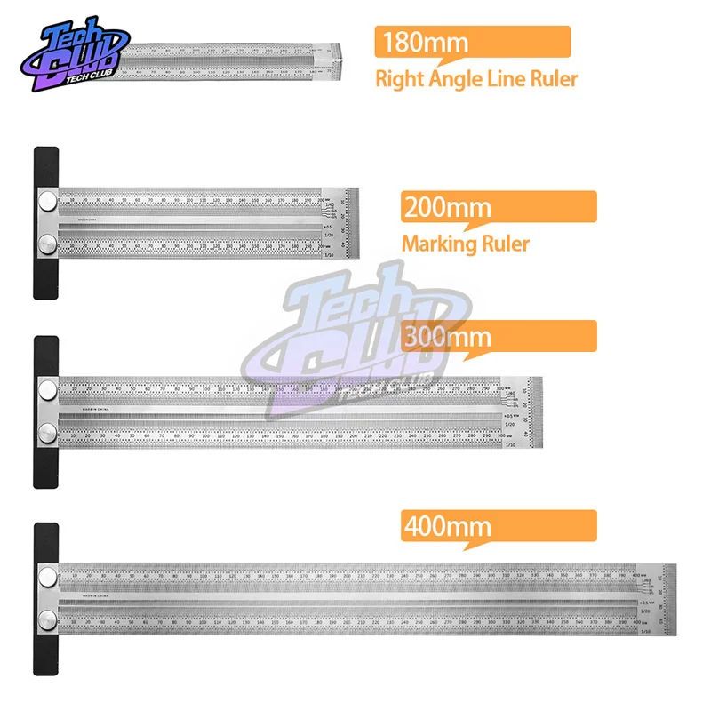 High-precision Scale Ruler T-type Hole Ruler Stainless Woodworking Scribing Mark Line Gauge Carpenter Measuring Tool Marcazas