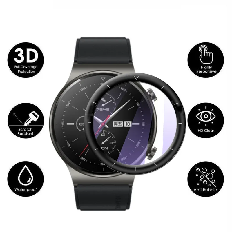 For Huawei Watch GT 2 Pro Porsche Clear / Purple Light Full Cover 3D Curved Plating Soft PMMA Film Screen Protector -Not  Glass