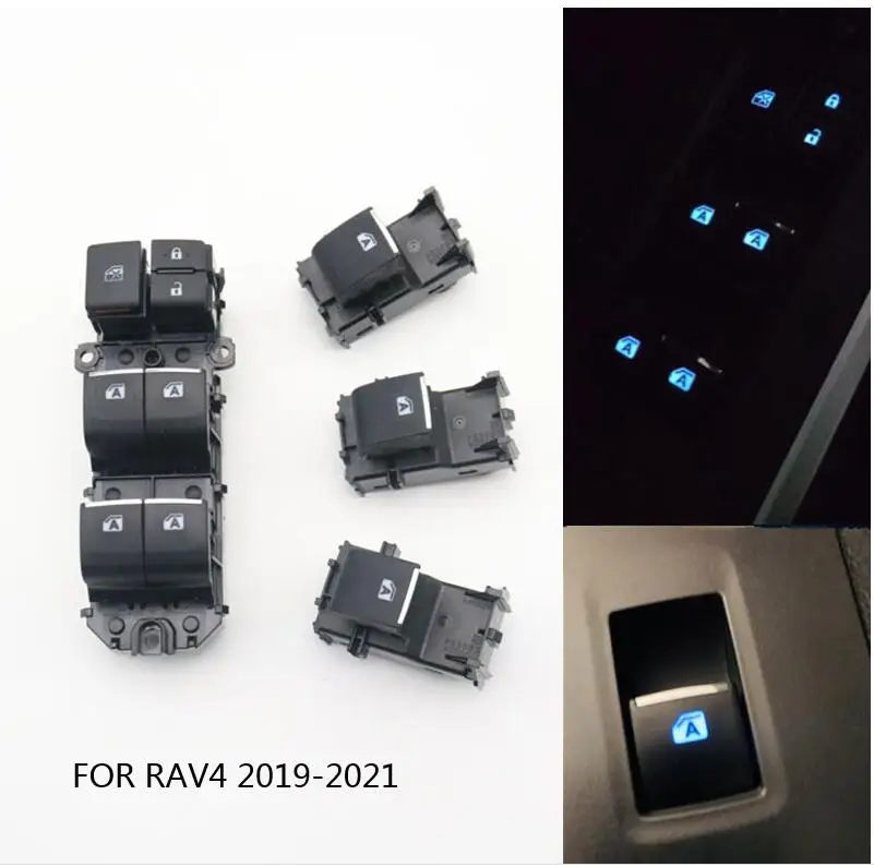 

Светодиодный переключатель с синей подсветкой и кнопкой питания на окно для Toyota RAV4 RAV 4 CHR 2019 2020, левый Драйвер