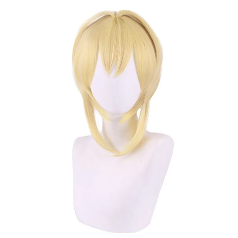 Genshin Impact Traveler Cosplay Aether Lumine Blond Wig Cosplay Anime Wigs Heat Resistant Synthetic Wigs Halloween for Girls