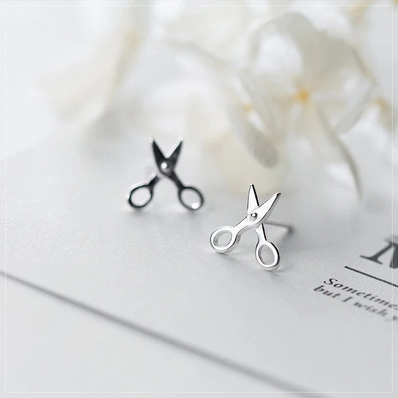 Modian Authentic 925 Sterling Silver Simple Cute Scissors Stud Earrings for Women Brincos Exquisite 2020 Ear Statement Jewelry