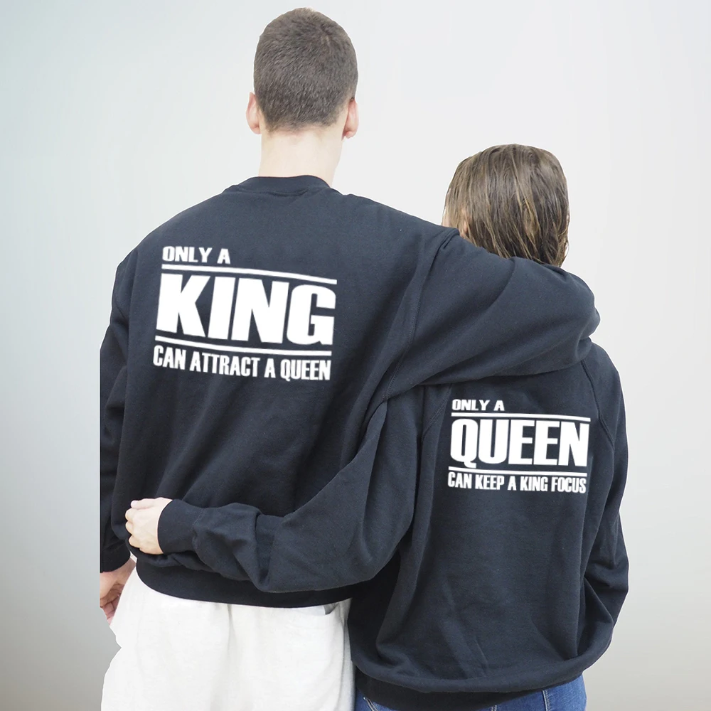 Autumn Winter Women Men Sweatshirt Lovers Couples Hoodies Casual Pullovers Gift King & Queen Couple Hooded Long Sleeve Tops