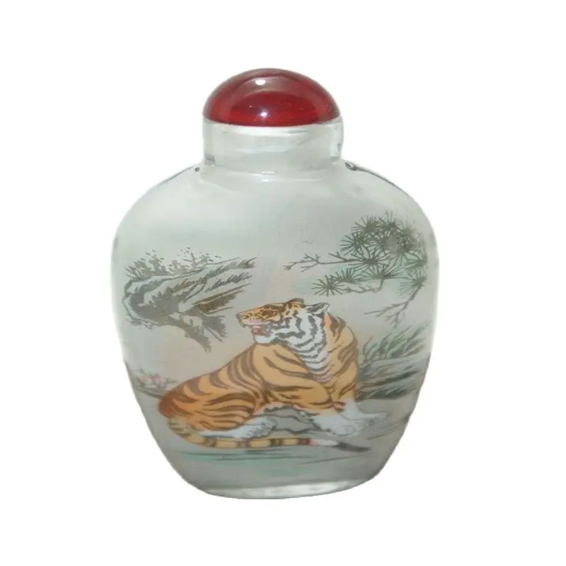 Chinese Unique Snuff Bottle Inside Painted Tiger Painting, Four Combinations