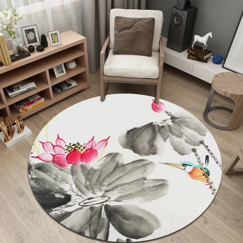 Chinese Style Carpet Flower Round Rugs Living Room Home tapetes de sala Bedroom Sofa Table Floor Mats Area Rug Girls Room Decor