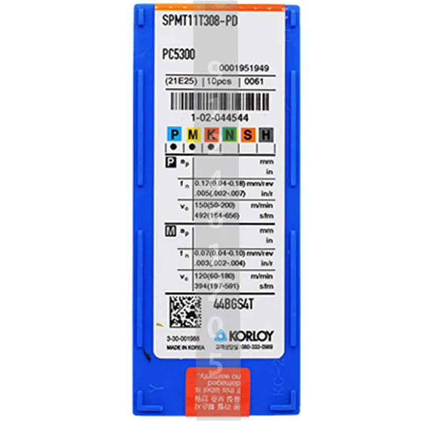 SPMT040204/SPMT050204/SPMT060205/SPMT07T208/SPMT090308/SPMT11T308/SPMT130410-PD PC5300 KORLOY Original carbide inserts 10PCS/BOX