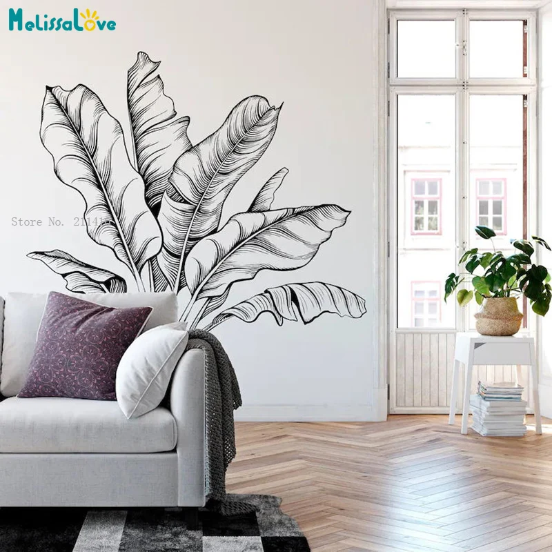 Large Size Tropical Plant Wall Decals Banana Leaves Plant Home Decor Bedroom Nursery Modern Murals Vinyl YT6535