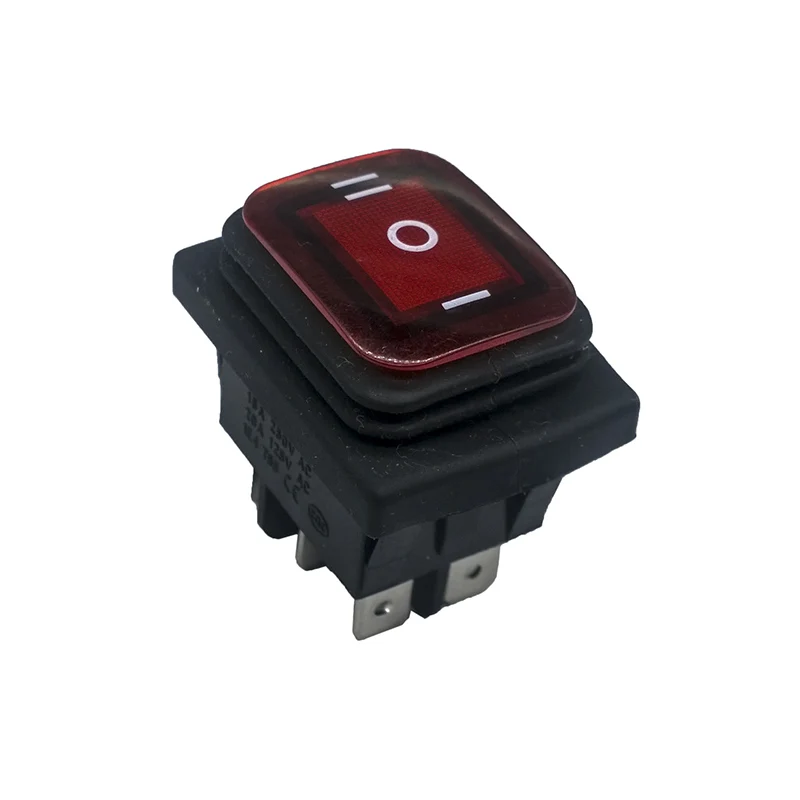 5 pcs/lot KCD4 39*29mm Red LED Waterproof 6PIN SPDT Boat Rocker Switch on off on Snap-in Position switch 16A 250V Light