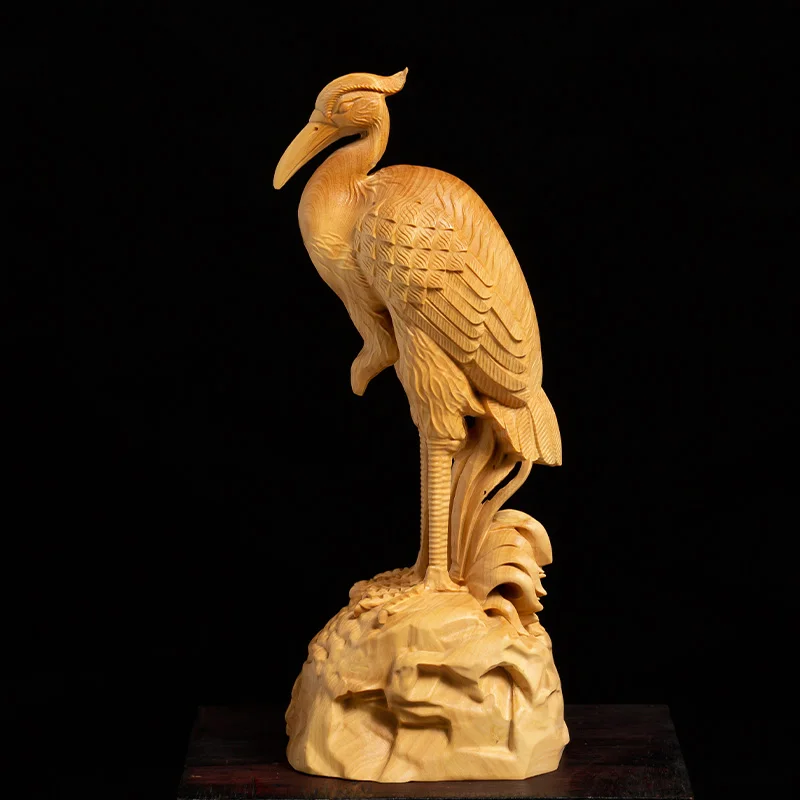 Hand-Carved Wooden Pelican by River Feng Shui Statue - Exquisite Miniature Home Decor and Elegant Ornament