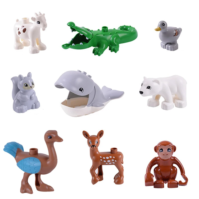 Diy Big Size Building Blocks Animal Accessories Monkey Giraffe Duck Compatible with kids Bricks Toys Gifts for Children Gift