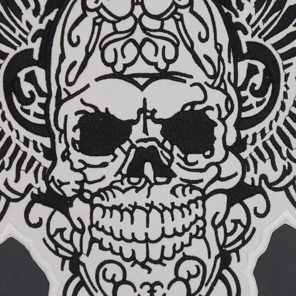 Skull Wing Embroidery Motorcycle Biker Patch 1% Badge Cloth Leather Jacket Decoration Back High-grade Iron-On