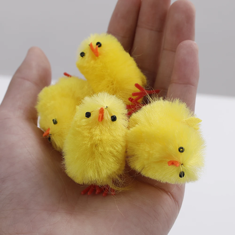 Cute Easter Chick DIY Miniature Animal Simulation Plush Chick Craft Toys Mini Chicken Garden Ornaments Kids Birthday Easter Gift