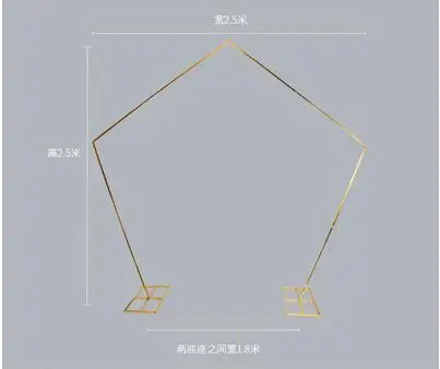 

New wedding props background geometric iron frame wedding stage decoration flower frame pentagonal arch