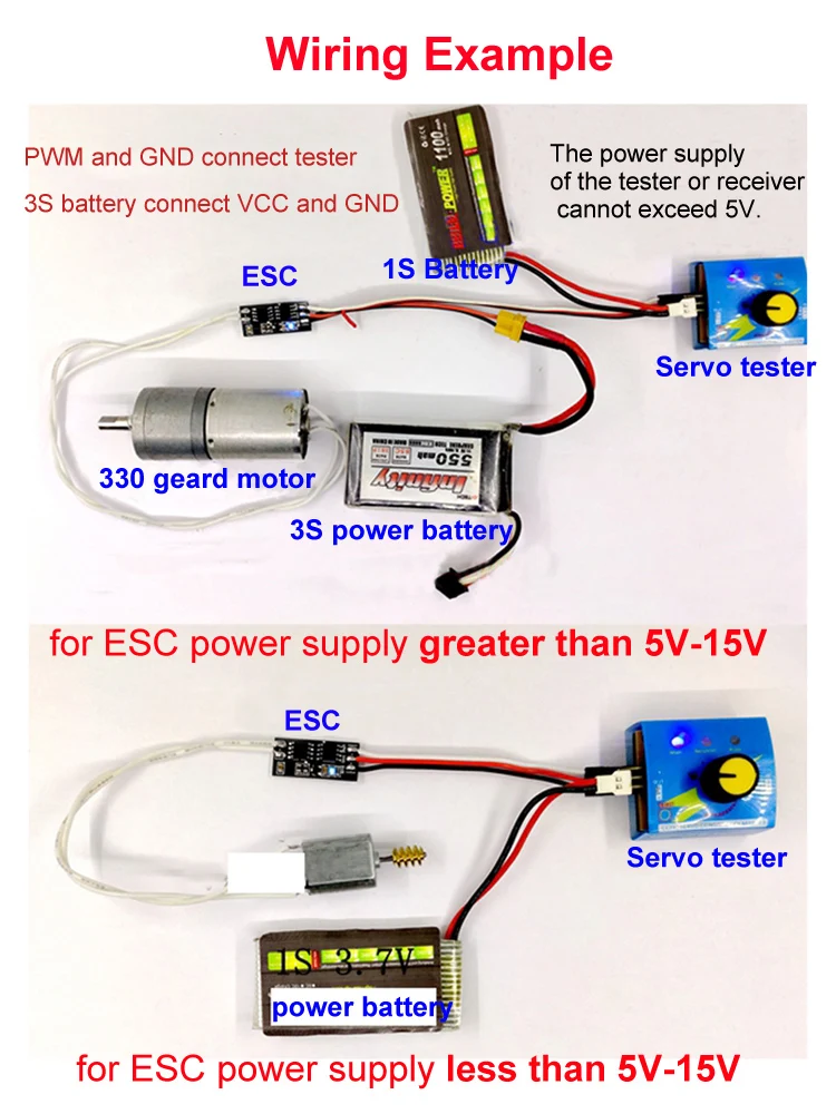 5 SZTUK Dwukierunkowy szczotkowany moduł napędu ESC DC PCB Płytka drukowana Silnik Elektroniczny regulator prędkości 1S-3S PPM do łodzi RC /