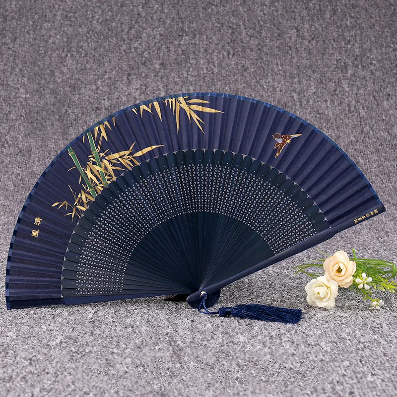Silk Folding Dance Fan Portable Vintage Lady Folding Fan Chinese Landscape Fans Summer Women Bamboo Hand Fan Abanicos Para Boda - Image 5