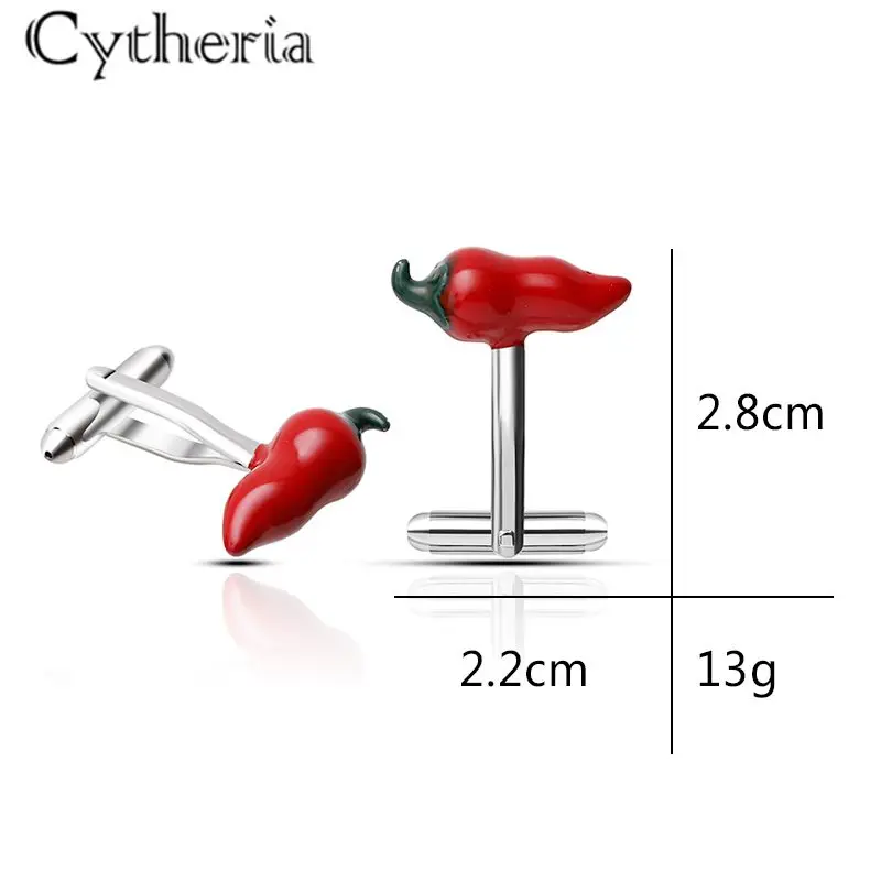 fashion Devil chili shape design red chili  cufflinks for men creative unique cufflinks accessories men's fashion jewelry