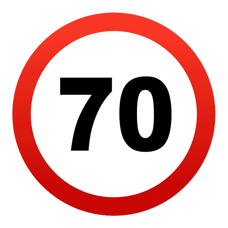 S52002# Various Sizes Personality PVC Decal Speed Limit Sign 70 Waterproof Car Sticker on Motorcycle Laptop Decorative