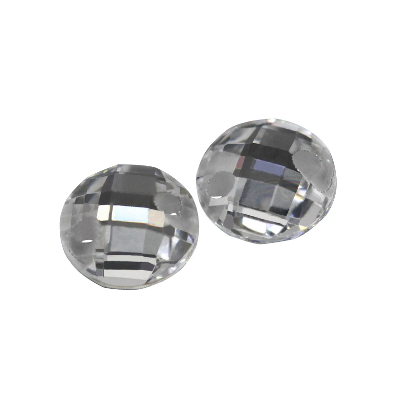 Double Hole White  Double Checkerboard AAAAA Round Brilliant White Cubic Zirconia Stone For Jewelry Making 3-14mm High Quality